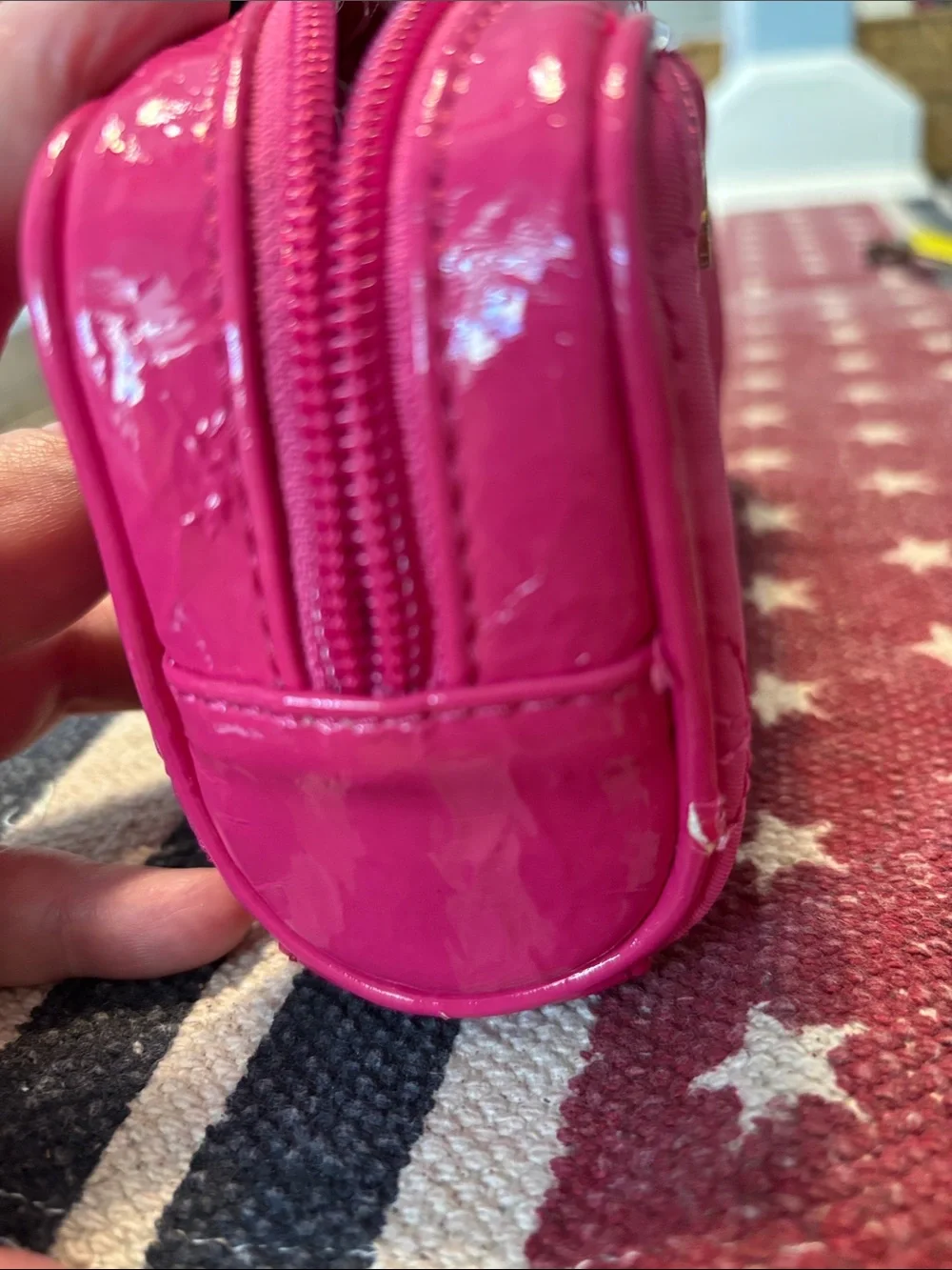 Vera Bradley Hot Pink Quilted Cosmetic Pouch with Silver Accent